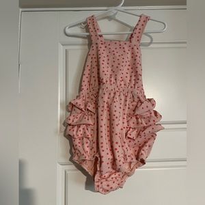 $21 ADD‎ ON Alice + Ames summer romper Pink Polka Dot Remie Girl Ruffle Butt 3T